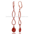 Red Onyx & A beautiful 18K Rose Gold Plated Earrings Leverback Design